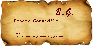 Bencze Gorgiás névjegykártya